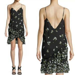 Bardot Asymmetrical Black Floral Dress